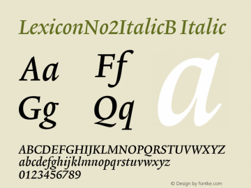 LexiconNo2ItalicB Italic Version 001.000图片样张