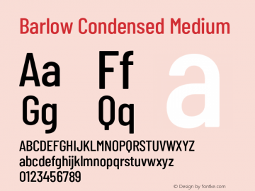 Barlow Condensed Medium Version 1.422;hotconv 1.0.109;makeotfexe 2.5.65596图片样张