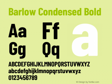 Barlow Condensed Bold Version 1.422;hotconv 1.0.109;makeotfexe 2.5.65596图片样张