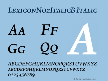 LexiconNo2ItalicB Italic 001.000 Font Sample