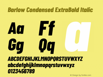 Barlow Condensed ExtraBold Italic Version 1.422;hotconv 1.0.109;makeotfexe 2.5.65596图片样张