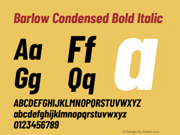 Barlow Condensed Bold Italic Version 1.422;hotconv 1.0.109;makeotfexe 2.5.65596图片样张