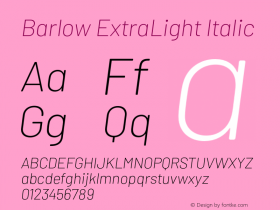 Barlow ExtraLight Italic Version 1.422;hotconv 1.0.109;makeotfexe 2.5.65596图片样张