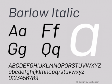 Barlow Italic Version 1.422;hotconv 1.0.109;makeotfexe 2.5.65596图片样张