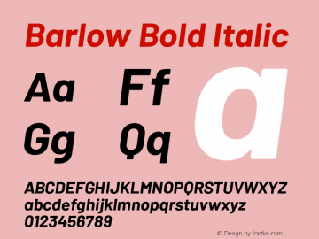 Barlow Bold Italic Version 1.422;hotconv 1.0.109;makeotfexe 2.5.65596图片样张