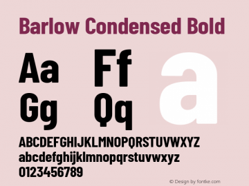 Barlow Condensed Bold Version 1.422; ttfautohint (v1.8)图片样张