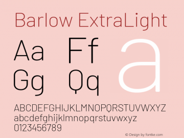 Barlow ExtraLight Version 1.422图片样张