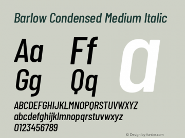 Barlow Condensed Medium Italic Version 1.422图片样张