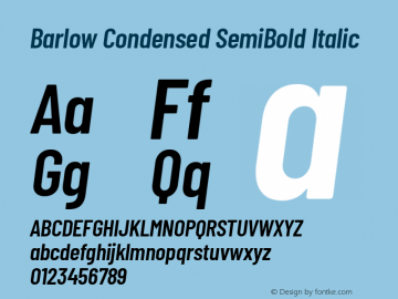 Barlow Condensed SemiBold Italic Version 1.422图片样张