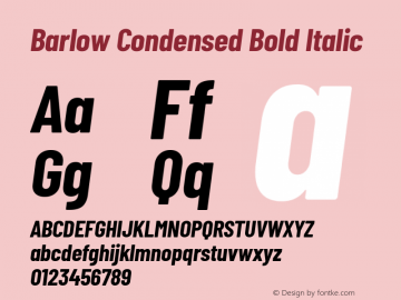 Barlow Condensed Bold Italic Version 1.422图片样张