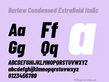 Barlow Condensed ExtraBold Italic Version 1.422图片样张