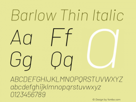 Barlow Thin Italic Version 1.422图片样张