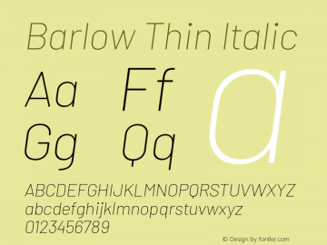 Barlow Thin Italic Version 1.422图片样张