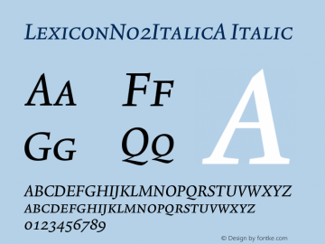 LexiconNo2ItalicA Italic 001.000 Font Sample