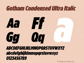 Gotham Condensed Ultra Italic Version 3.301图片样张