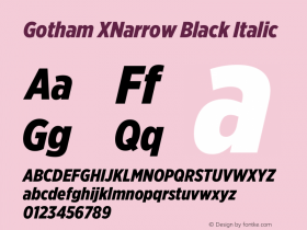 Gotham XNarrow Black Italic Version 3.301图片样张