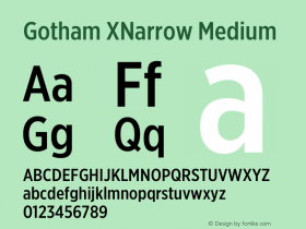 Gotham XNarrow Medium Version 3.301图片样张