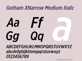 Gotham XNarrow Medium Italic Version 3.301图片样张