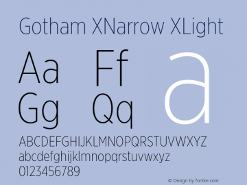 Gotham XNarrow XLight Version 3.301图片样张
