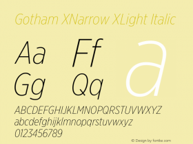 Gotham XNarrow XLight Italic Version 3.301图片样张