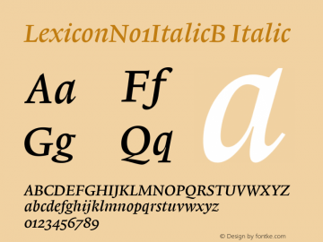 LexiconNo1ItalicB Italic Version 001.000 Font Sample