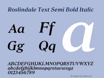 Roslindale Text Semi Bold Italic Version 1.0图片样张