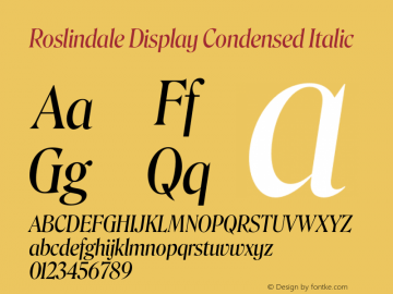 Roslindale Display Condensed Italic Version 1.0图片样张
