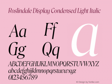 Roslindale Display Condensed Light Italic Version 1.0图片样张