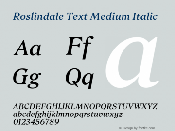 Roslindale Text Medium Italic Version 1.0; ttfautohint (v1.8.3)图片样张