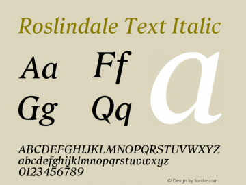 Roslindale Text Italic Version 1.0; ttfautohint (v1.8.3)图片样张