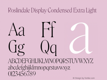 Roslindale Display Condensed Extra Light Version 2; ttfautohint (v1.8.3)图片样张