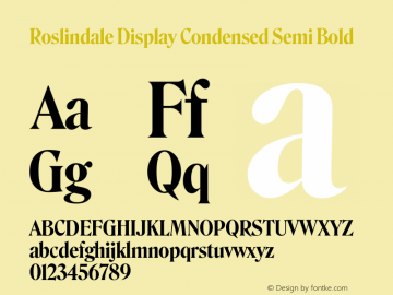 Roslindale Display Condensed Semi Bold Version 2; ttfautohint (v1.8.3)图片样张