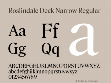 Roslindale Deck Narrow Regular Version 1.0; ttfautohint (v1.8.3)图片样张