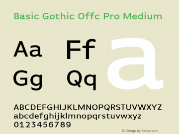 Basic Gothic Offc Pro Medium Version 7.504; 2010; Build 1001图片样张