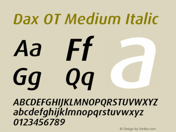 Dax OT Medium Italic Version 7.504; 2017; Build 1027图片样张