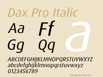 Dax Pro Italic Version 7.504; 2005; Build 1025图片样张