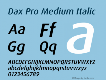 Dax Pro Medium Italic Version 7.504; 2005; Build 1025图片样张