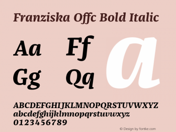 Franziska Offc Bold Italic Version 7.504; 2014; Build 1022图片样张