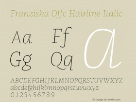 Franziska Offc Hairline Italic Version 7.504; 2014; Build 1022图片样张
