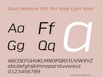 Good Head Offc Pro Wide Light Italic Version 7.504; 2010; Build 1022图片样张