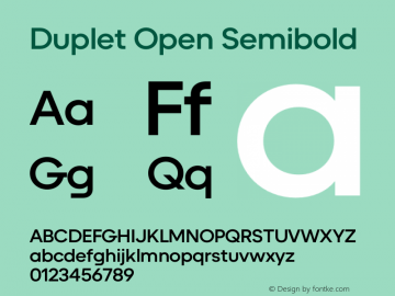 Duplet Open Semibold Version 1.000图片样张