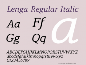 Lenga-RegularItalic Version 1.001图片样张