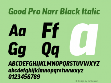 Good Pro Narr Black Italic Version 7.60图片样张