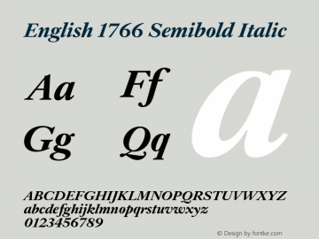 English 1766 Semibold Italic Version 1.000;PS 1.0;hotconv 1.0.88;makeotf.lib2.5.647800图片样张