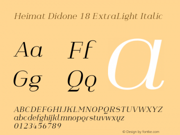 Heimat Didone 18 ExtraLight Italic Version 1.000;PS 001.000;hotconv 1.0.70;makeotf.lib2.5.58329图片样张