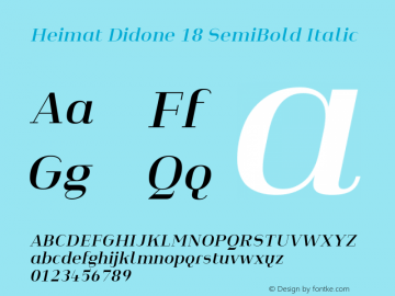 Heimat Didone 18 SemiBold Italic Version 1.000;PS 001.000;hotconv 1.0.70;makeotf.lib2.5.58329图片样张