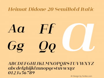 Heimat Didone 20 SemiBold Italic Version 1.000;PS 001.000;hotconv 1.0.70;makeotf.lib2.5.58329图片样张