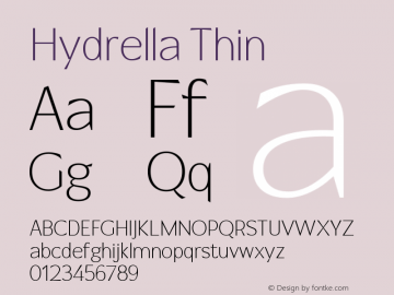 Hydrella Thin Version 1.000;hotconv 1.0.109;makeotfexe 2.5.65596图片样张