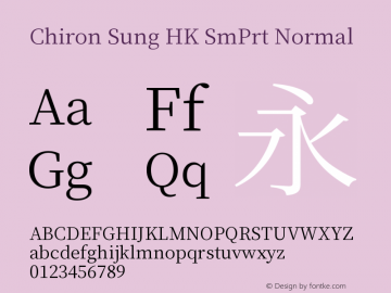 Chiron Sung HK SmPrt N Version 1.000;hotconv 1.0.118;makeotfexe 2.5.65603图片样张