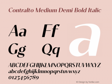 Contralto Medium Demi Bold Italic Version 1.000图片样张